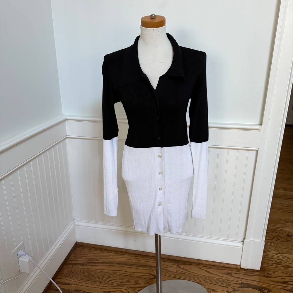 REMAIN Birger Christensen‎ Black/White Kulia Knit Cardigan Size 10